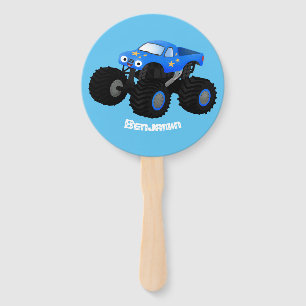 Éventail Illustration d'un camion monstre bleu mou