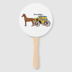 Éventail Illustration d'un cheval mignon et d'un carrosse r