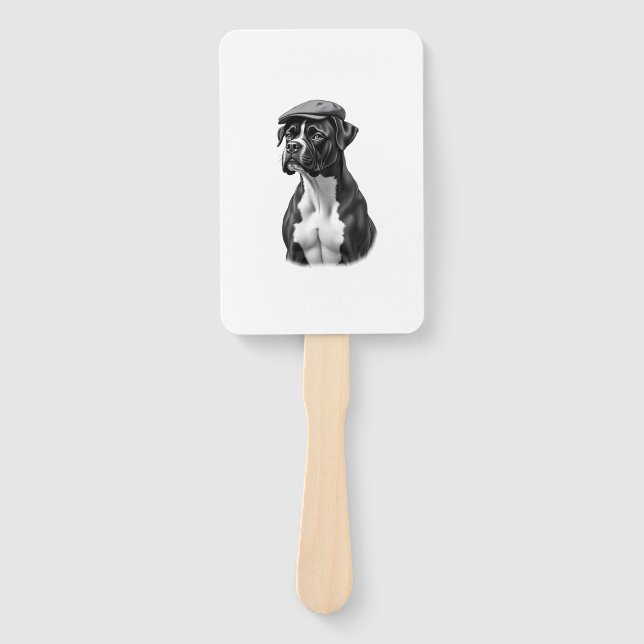 Éventail Illustration graphique monochrome de Boxer vintage (Devant)