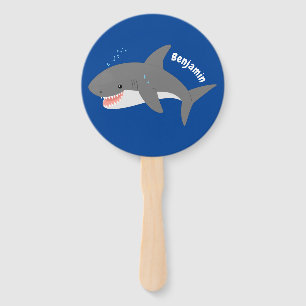 Éventail Illustration joyeuse du grand requin blanc