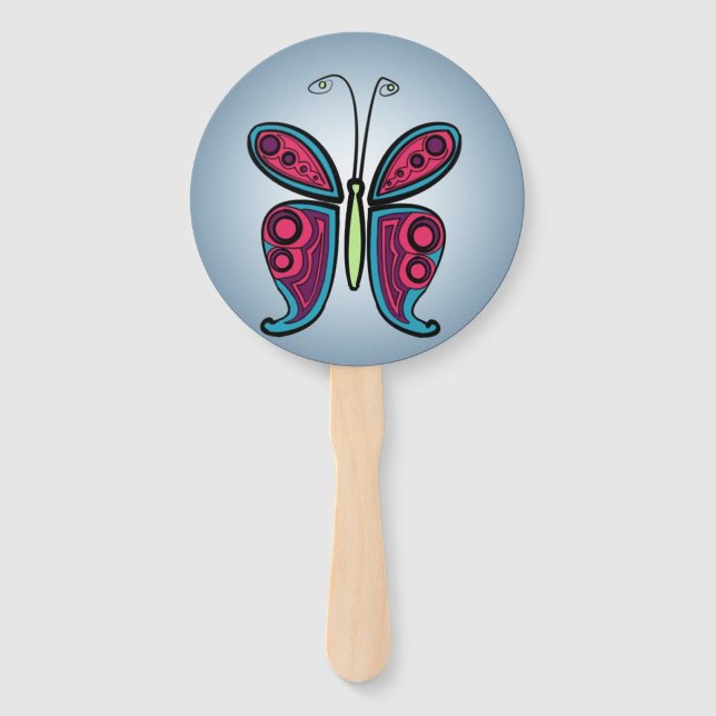 Éventail Illustration Papillon Colorée (Devant)