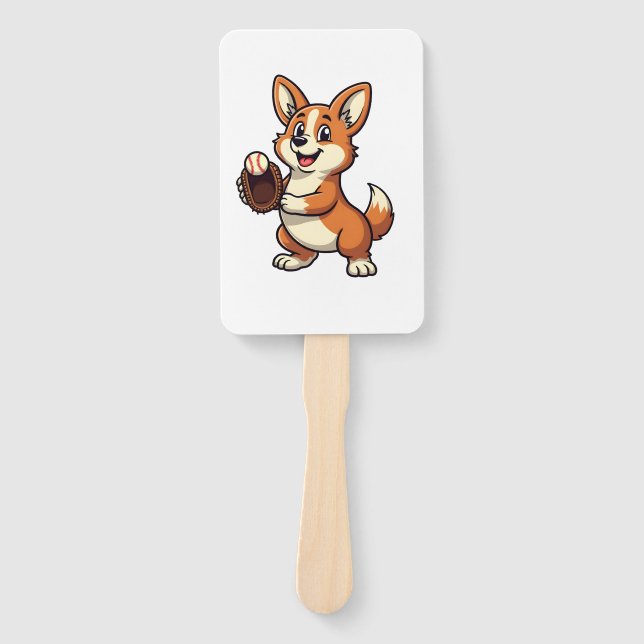 Éventail Illustration vectorielle de corgi de baseball vint (Devant)