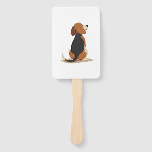 Éventail Illustration vue arrière du chien Beagle vintage A