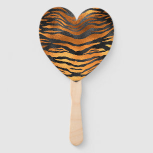 Éventail Imprimé animalier rayures de tigre noir marron gla