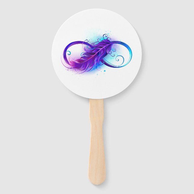 Éventail Infini avec plume violette (Devant)