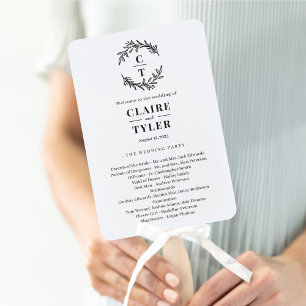 Éventail Initiales fantaisie ÉDITABLE Programme de mariage 