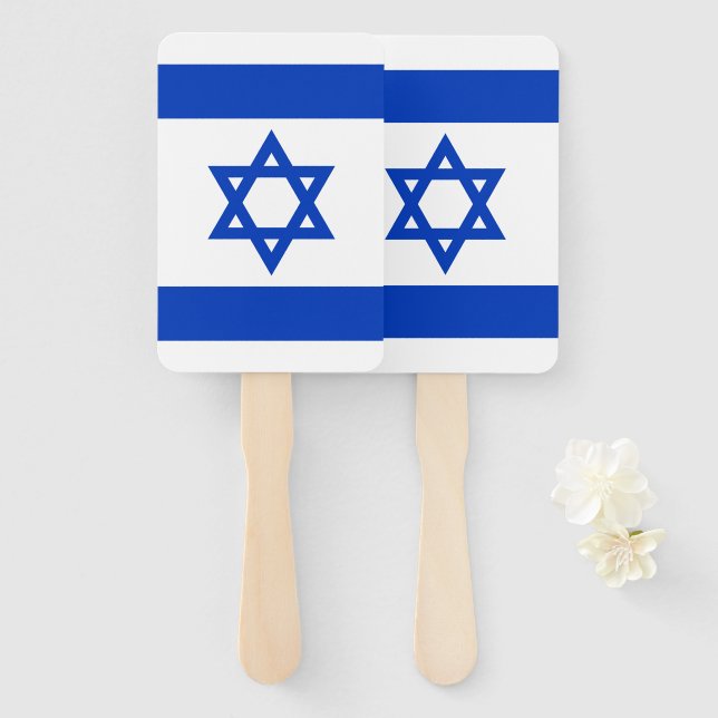 Éventail Israël drapeau bleu et blanc moderne patriotique (Devant et derrière)