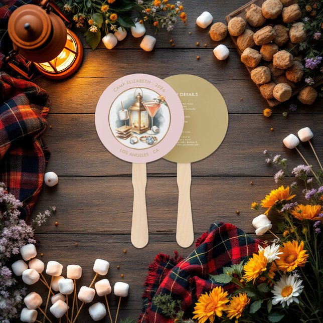Éventail Itinéraire du week-end de bachelorette de camp sur (Custom Camp Bride Bachelorette Weekend Itinerary Hand Fan)