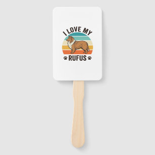Éventail J'adore mon design de chien vintage Rufus_1
