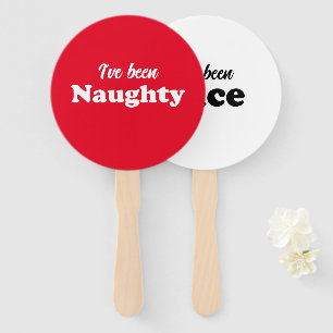Éventail J'ai été Naughty ou Nice rouge drôle jeu de Noël