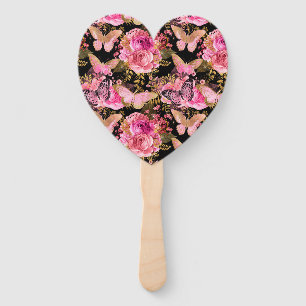 Éventail Jardin à fleurs florales du Rose des papillons Cu