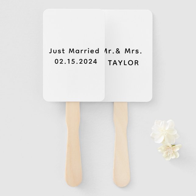 Éventail Je Viens De Marier M. & Mme | Monogramme Mariage (Devant et derrière)