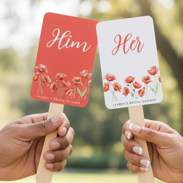 Éventail Jeu de devinette de fleurs de pavot pour Baby Show (Poppy Flower Guess Who Game Baby Bridal Shower Hand Fan
)