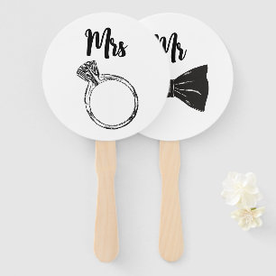 Éventail Jeux de mariage élégants noir et blanc pour la mar