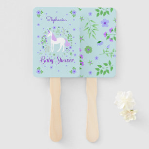 Éventail Joli Baby shower d'Aqua violet Unicorne