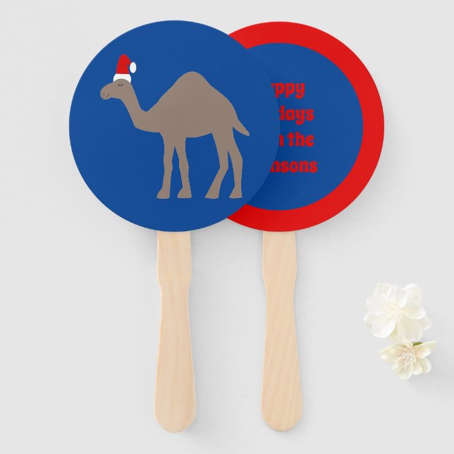 Éventail Joli Camel de Noël personnalisé (Devant et derrière)