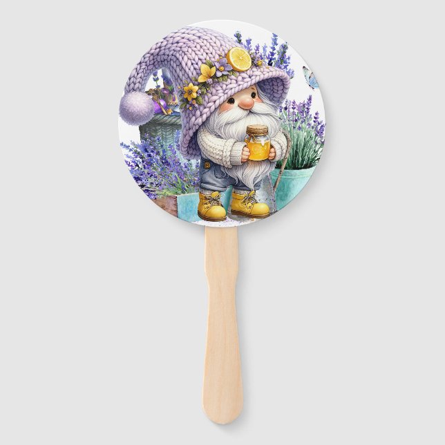 Éventail Joli Gnome de Lavande (Devant)