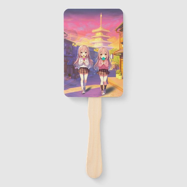 Éventail Jolies filles de glace animées (Devant)