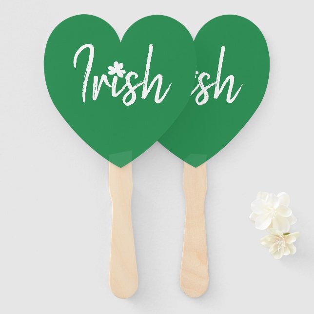 Éventail Jour de la Saint Patrick Shamrock irlandais (Devant et derrière)