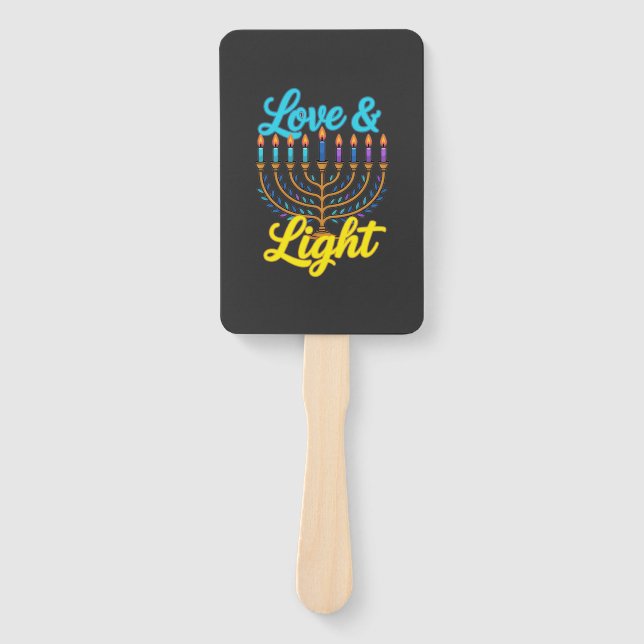 Éventail Joyeuse célébration des lumières de la menorah de  (Devant)
