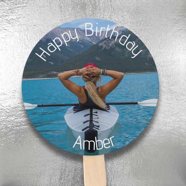 Éventail Joyeuse photo d'anniversaire (Personalized Circle Photo Birthday Hand Fan)
