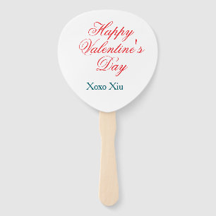 Éventail Joyeuse Saint-Valentin rouge bleu xoxo amour nom 