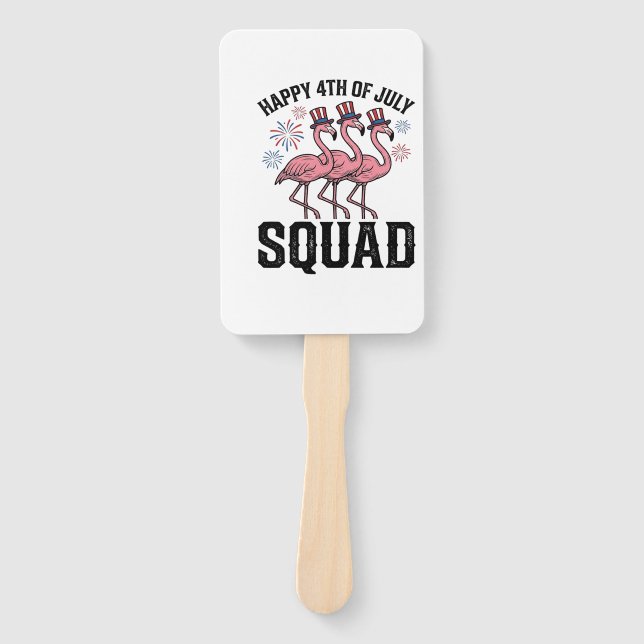 Éventail Joyeux 4 juillet Flamingo Squad Vector Design_1 (Devant)