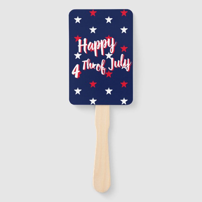 Éventail Joyeux 4 juillet, rouge blanc bleu marine (Devant)