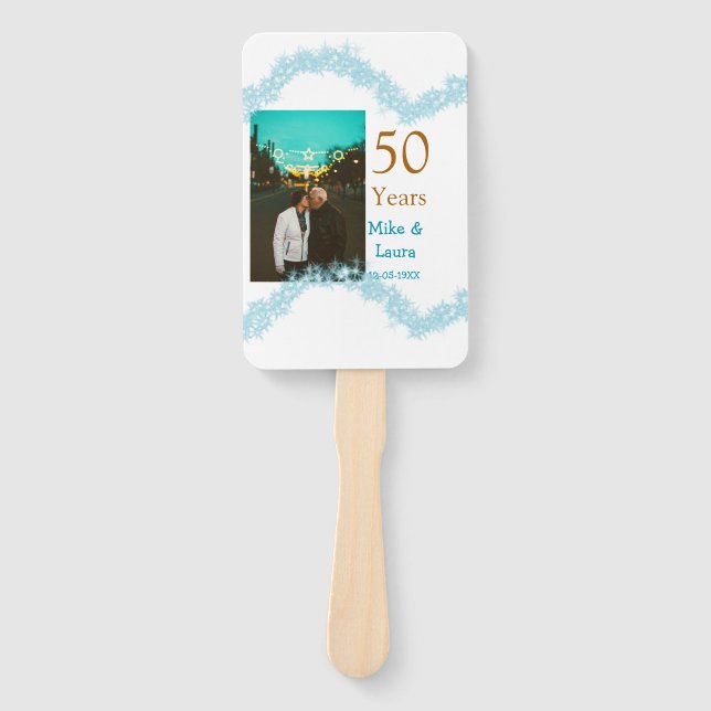 Éventail Joyeux 50e anniversaire nom couple date mariage (Devant)