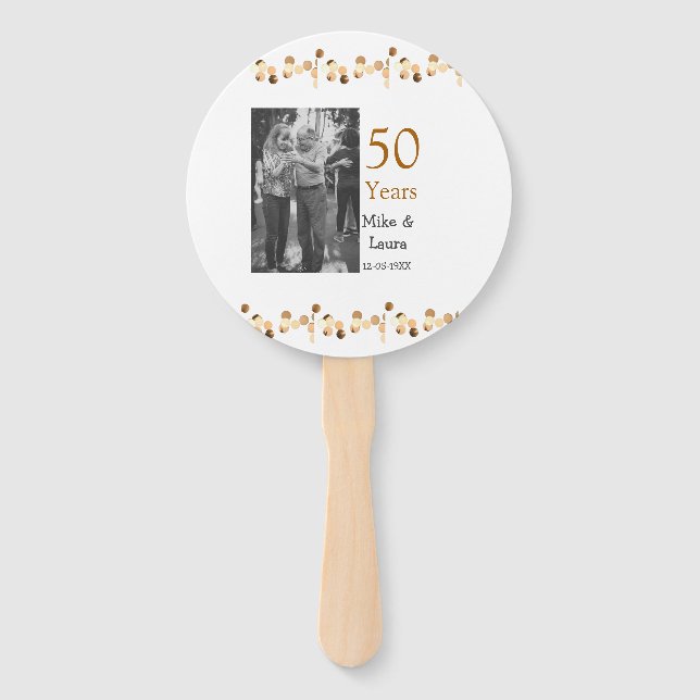 Éventail Joyeux 50e anniversaire nom couple date mariage (Devant)