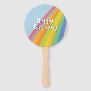 Éventail Joyeux Anniversaire Arc-en-Ciel Clair & Coloré