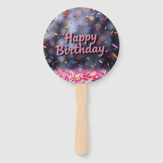 Éventail Joyeux Anniversaire Colorful Confetti & Sweets (Devant)