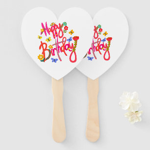 Éventail Joyeux Anniversaire Floral & Papillon Coloré Fête