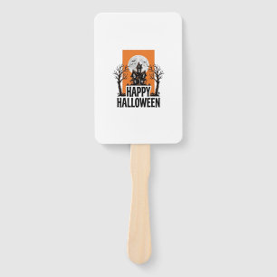 Éventail Joyeux Halloween Maison Hantée Graphique Vintage_1