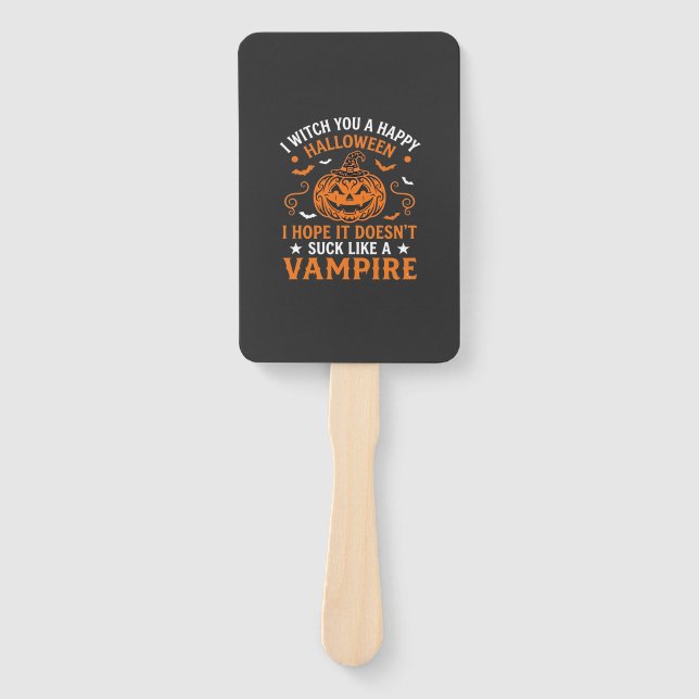 Éventail Joyeux Halloween Vampire Citrouille Sorcière Chape (Devant)