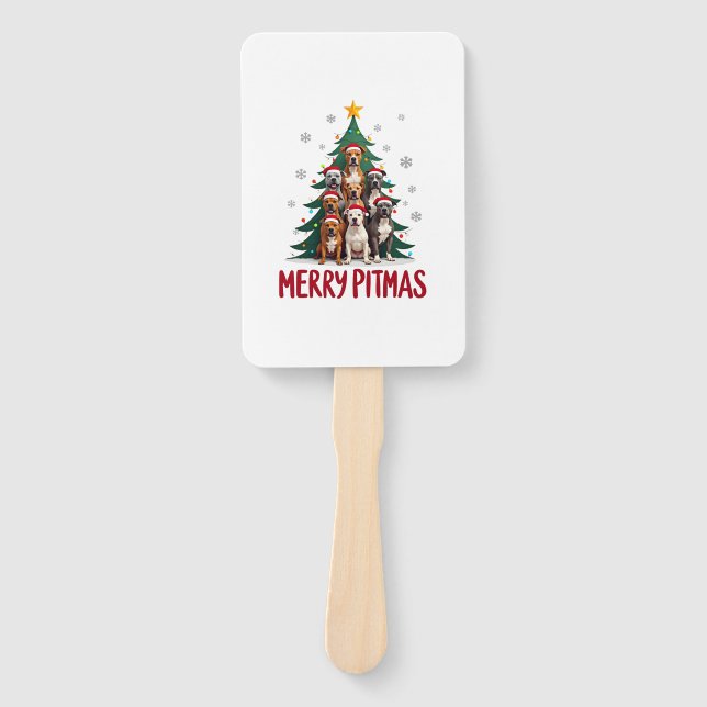Éventail Joyeux Pitmas Pitbull Chien Pull de Noël Moche Tr (Devant)