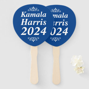 Éventail Kamala Harris 2024 Custom Text Ornaments Blue