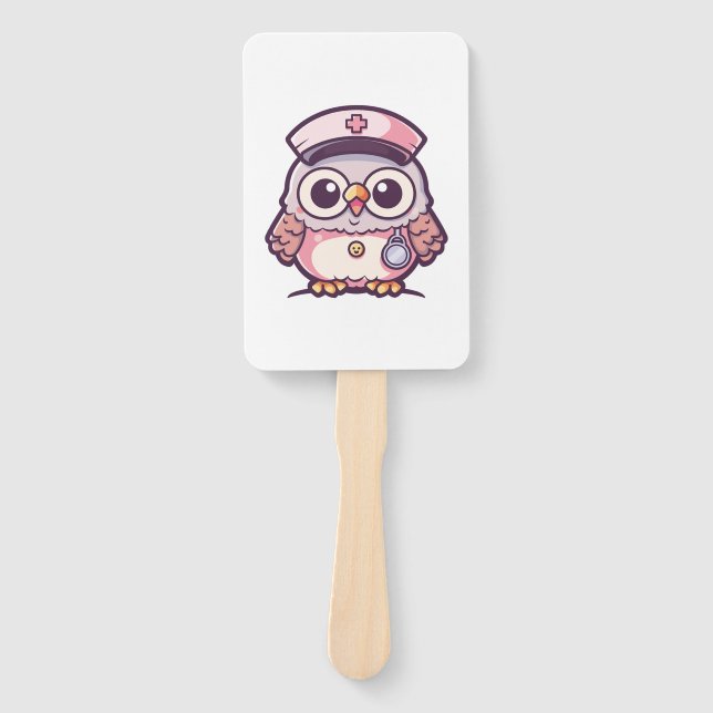 Éventail Kawaii Owl comme infirmière (Devant)