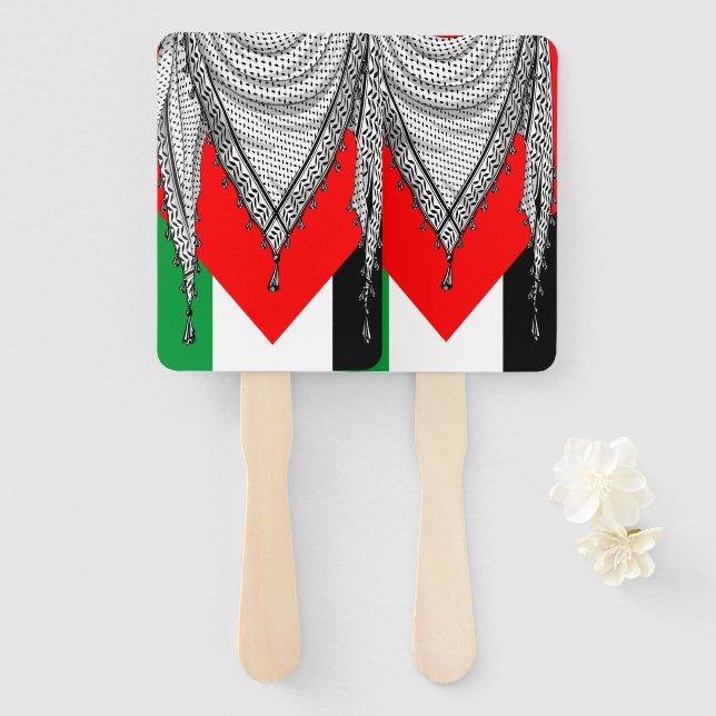 Éventail Keffiyeh Écharpe palestinienne tissu traditionnel (Devant et derrière)