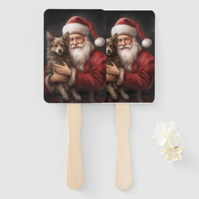 Éventail Kelpie australienne avec Noël au Père Noël (Devant et derrière)