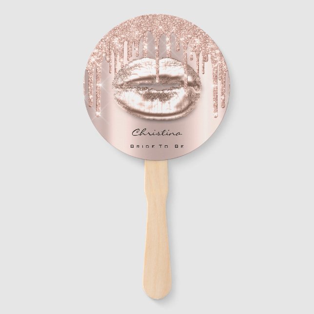 Éventail Kiss Lips Sweet 16e Fête des mariées Rose Sparkly (Dos)