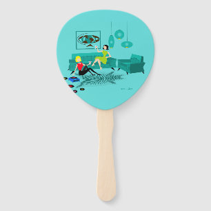 Éventail La rétro nuit de la fille dans l'ensemble de fans