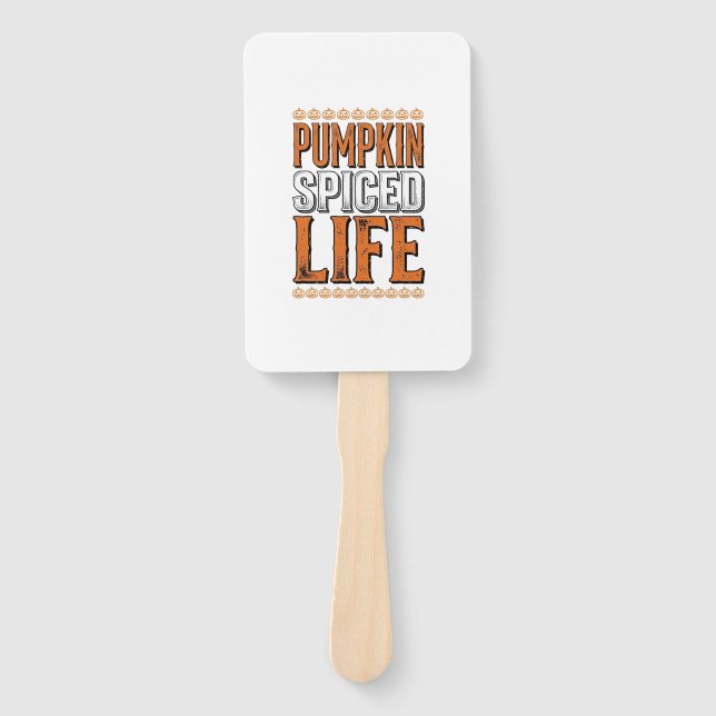Éventail La vie épicée de citrouille Typographie Halloween  (Devant)
