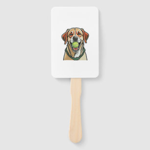 Éventail Labrador chien mordant balle de tennis dans sa bou