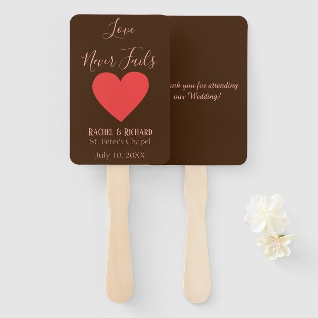 Éventail L'amour du coeur ne manque jamais (Devant et derrière)