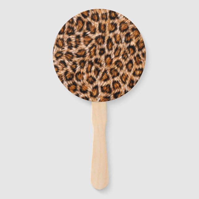 Éventail Leopard Jaguar Chat fourrure Brown Motif-24609 (Devant)