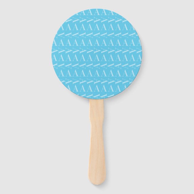 Éventail Lettre initiale A, Aqua Blue (Devant)