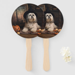 Éventail Lhasa Apso Citrouille Halloween effrayant