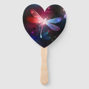Éventail libellule rouge brillante