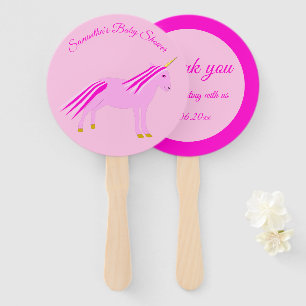 Éventail Licorne Fille Bébé Rose Baby Shower Personnalisé